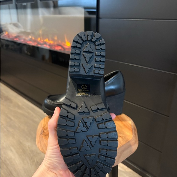 Black Chunky Heel Loafers - Picture 4 of 4